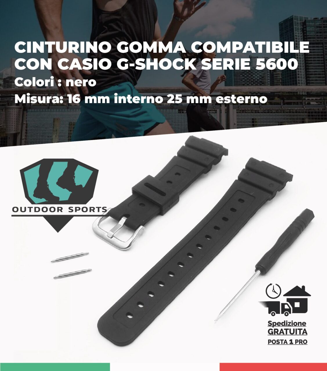 Casio G-Shock Armband Serie 5600 DW DW5600 5610 + Federsteg 16 mm 25 mm